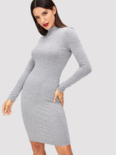 Load image into Gallery viewer, Mock Neck Heathered Knit Dress