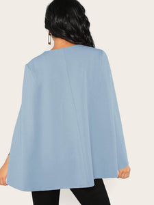 Surplice Neck Tie Waist Cape Coat