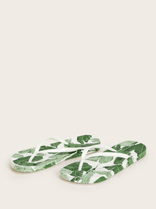 Tropical Print Flip Flops