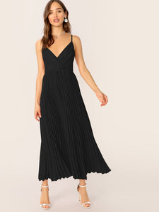 Surplice Neck Pleated Cami Dress