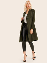 Load image into Gallery viewer, Waterfall Collar Dual Pockets Trench Coat