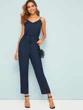 Load image into Gallery viewer, Solid Drawstring Waist Slip Jumpsuit