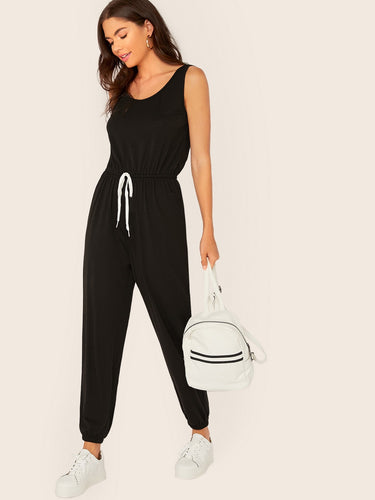 Drawstring Waist Tank Jumpsuit