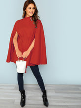 Load image into Gallery viewer, Button Front Self Belted Cape Coat