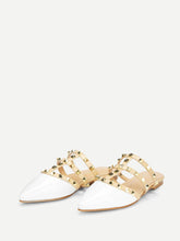 Load image into Gallery viewer, Rivet Decor Point Toe Flat Mules