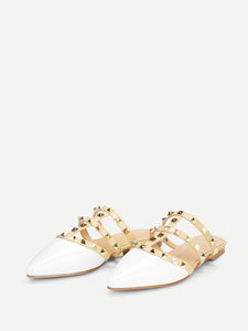 Rivet Decor Point Toe Flat Mules