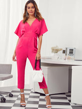 Load image into Gallery viewer, Neon Pink Batwing Sleeve Tapered Jumpsuit