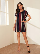 Load image into Gallery viewer, Striped Batwing Sleeve Tunic Dress