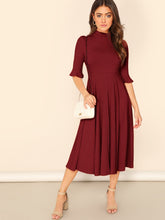 Load image into Gallery viewer, Bell Sleeve Ribbed Knit Midi Dress