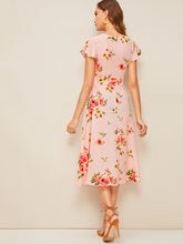 Load image into Gallery viewer, 40s Knot Front Flower Print Dress