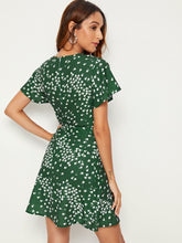 Load image into Gallery viewer, Surplice Ditsy Floral Belted Dress