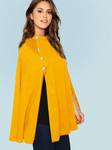 Double Button Mock Poncho Coat