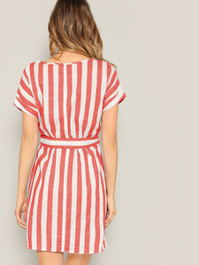 Block Striped Belt Dress