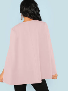 Surplice Neck Tie Waist Cape Coat