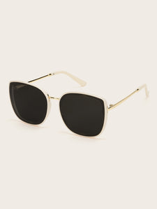 Plain Frame Flat Lens Sunglasses With Case