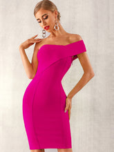 Load image into Gallery viewer, Adyce Neon Pink One Shoulder Midi Bandage Dress