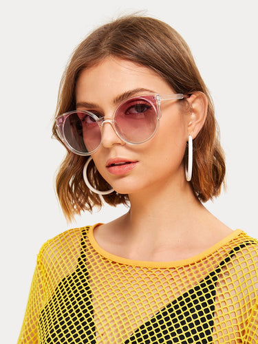 Transparent Frame Tinted Lens Sunglasses