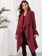 Load image into Gallery viewer, Draped Collar Tie Sleeve Self Belted Coat