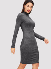 Load image into Gallery viewer, Mock Neck Heathered Knit Dress