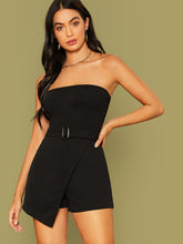 Load image into Gallery viewer, Solid Belted Tube Skort Romper