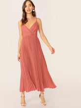 Load image into Gallery viewer, Surplice Neck Pleated Cami Dress