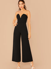 Load image into Gallery viewer, V Notch Wide Leg Tube Jumpsuit Without Pearl