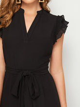 Load image into Gallery viewer, Layered Pleated Sleeve Belted Jumpsuit