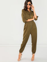 Load image into Gallery viewer, Zip Up Pocket Front Elastic Waist Jumpsuit