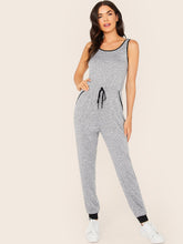 Load image into Gallery viewer, Drawstring Waist Ringer Tank Jumpsuit