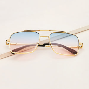 Full Rim Top Bar Ombre Lens Square Sunglasses