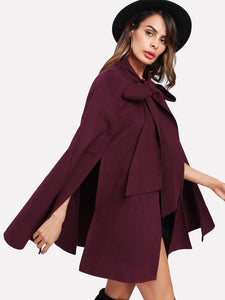 Slit Back Tied Front Cape Coat