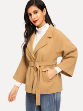 Load image into Gallery viewer, Woollen Blend Raglan Sleeve Belted Outerwear