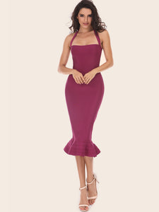 Adyce Fishtail Hem Halterneck Bandage Dress