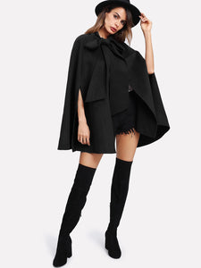 Slit Back Tied Front Cape Coat