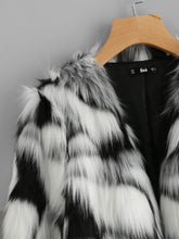 Load image into Gallery viewer, Two Tone Faux Fur Open Front Coat