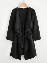 Load image into Gallery viewer, Waterfall Collar Pocket Front Wrap Coat