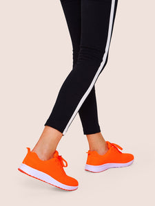 Neon Orange Lace-up Front Trainers