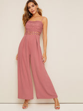 Load image into Gallery viewer, Guipure Lace Insert Wide Leg Maxi Tank Jumpsuit