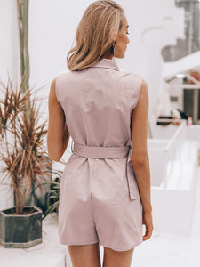 Simplee Notch Collar Buckle Belted Blazer Romper