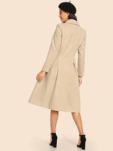 Double Button Notched Longline Coat