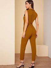 Load image into Gallery viewer, Buttoned Pocket Patched Belted Utility Jumpsuit