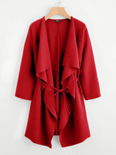 Load image into Gallery viewer, Waterfall Collar Pocket Front Wrap Coat