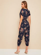 Load image into Gallery viewer, Self Belted Slant Pocket Floral Print Jumpsuit