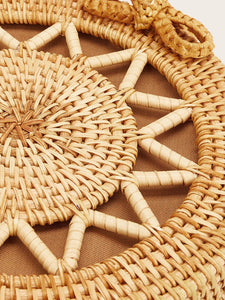 Straw Detail Round Crossbody Bag