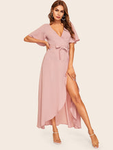 Load image into Gallery viewer, Bell Sleeve Surplice Wrap With Belt Dress