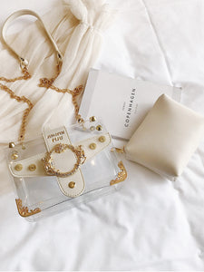 Studded Decor Clear Bag With Inner Pouch