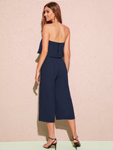 Load image into Gallery viewer, Solid Flounce Foldover Front Wide Leg Tube Jumpsuit