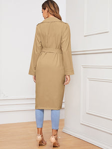 Lapel Collar Self Tie Trench Coat