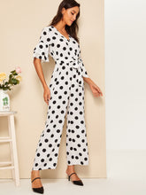 Load image into Gallery viewer, Surplice Neck Layered Flounce Sleeve Wide Leg Jumpsuit