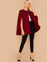 Load image into Gallery viewer, Strap Buckle Closure Cape Coat